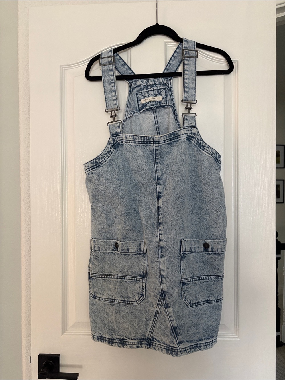 Free People Acid Wash Denim Overall Mini Dress